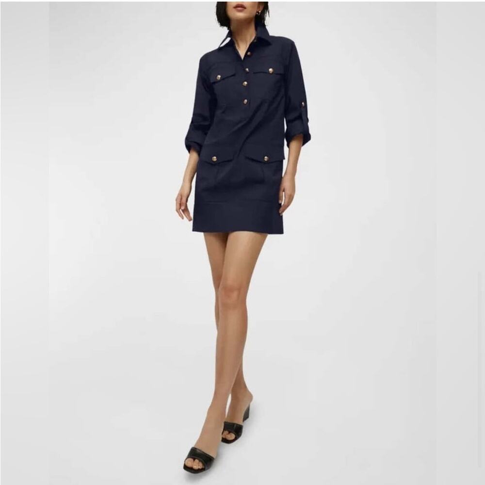 Veronica Beard Saude Dress in Navy 2 - Picture 3 of 7